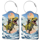 2 Pack Funny Cat Luggage Tags for Suitcases (Funny-cat-dino)