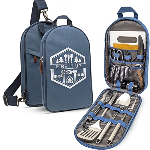 Grilling & Camping Cooking Utensils Set (Blue Lite)