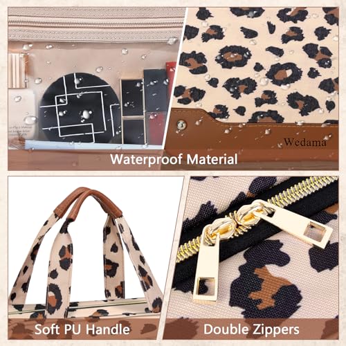 Toiletry Bag for Women (Large / With Jewelry Organizer Compartment / Leopard Print)