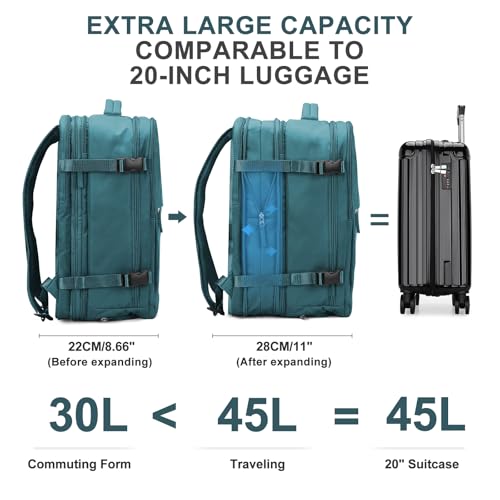Large Travel Backpack For Women Men (45l / Peacock Blue)