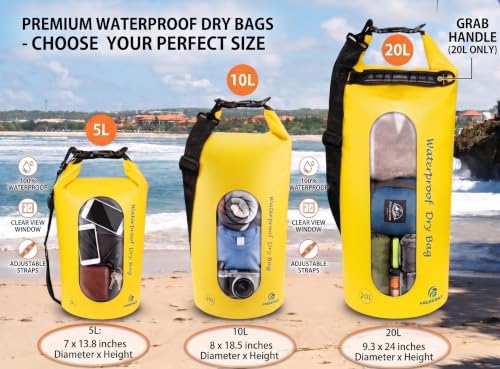 Waterproof Dry Bag with Double Zip (10L / Window / Yellow)
