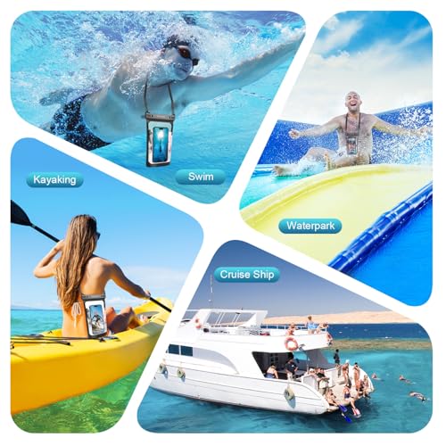 Large Floating Waterproof Phone Pouch (Black + Pink)