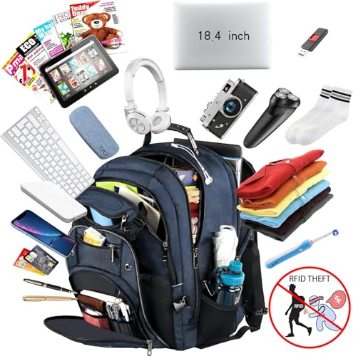 18.4 Laptop Backpack for unisex (All Blue Rfid 18.4 Inch Backpack)
