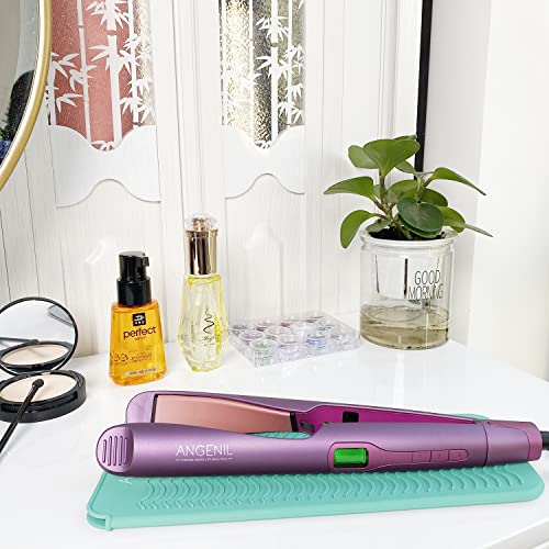 Curling Iron Silicone Mat Heat Resistant for Travel Dual Voltage Flat Iron (Green)
