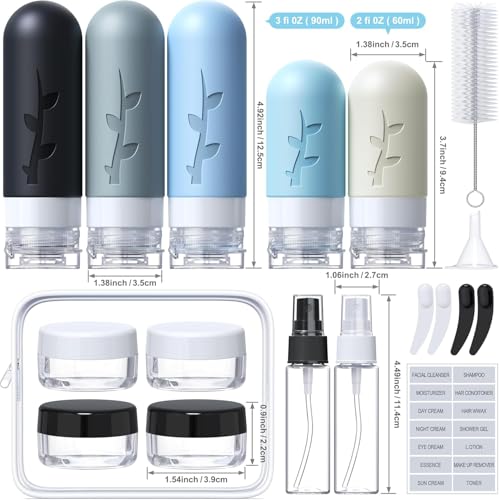 19 pack Travel Bottles for Toiletries (Grey)