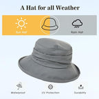 Comhats Rain Hat for Women Waterproof Wide Brim Sun Hats for Ladies UV - Image 2