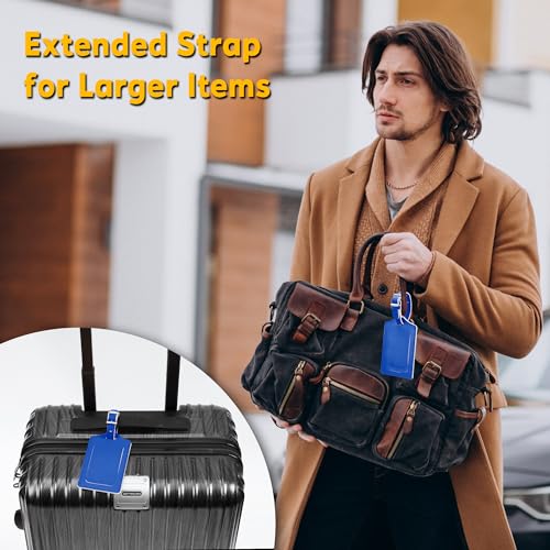 8 Pack Leather Luggage Tags for Suitcases Travel Tag (Fresh Blue)