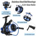 Fishing Rod 6.9ft Telescopic Fishing Rod and Reel Combo with Fishing Pliers and Lip Gripper Fishing Equipment (Blue-6.9ft Spinning Combo)