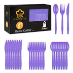 90 Pieces Purple Plastic Cutlery Set (Purple)