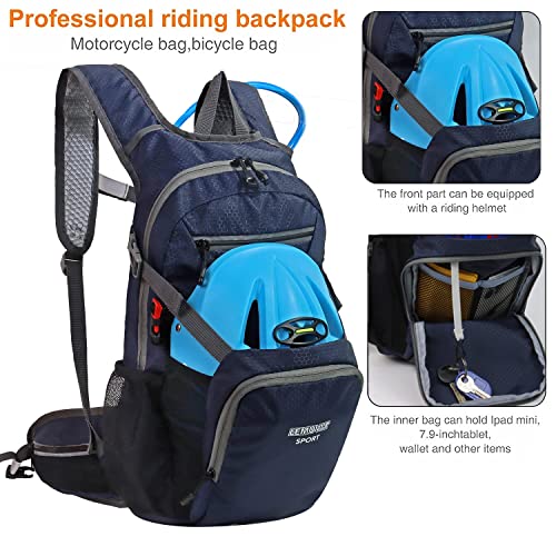 Hiking Daypack 15L Waterproof Lightweight Backpack (Navy)