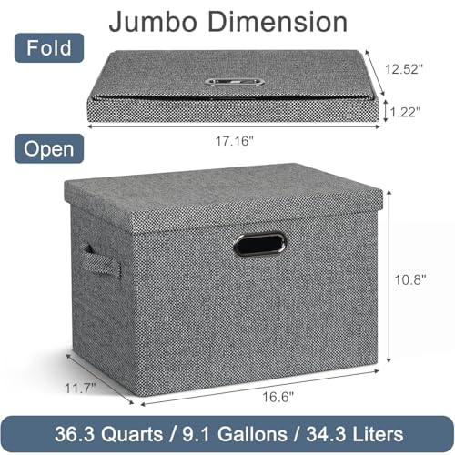 Storage Bins with Lids Fabric Closet Organizers Cubes Office Organization (Black and White Mix / Large -3 Pack)
