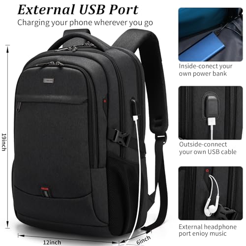 17 Inch Laptop Backpack for Travel Water Resistant College Backpack for Men (Black With Red Tsa Lock / 17 Inch)