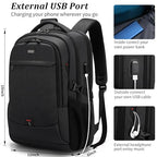 17 Inch Laptop Backpack for Travel Water Resistant College Backpack for Men (Black With Red Tsa Lock / 17 Inch)