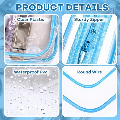 16 Packs Clear Makeup Bag Bulk (16pcs Multicolored-M)