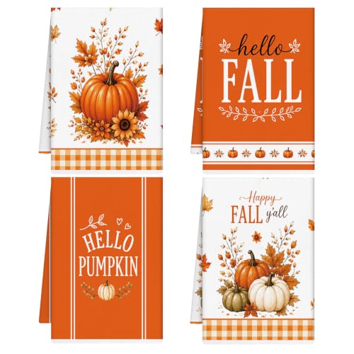 Fall Pumpkin Kitchen Towels 4 PCS