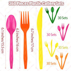360 Pieces Neon Party Plastic Cutlery Set (Neon Color)