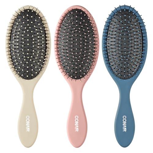 Hair Brush Set (Beige,Navy,Coral / 3 Count Full Size)