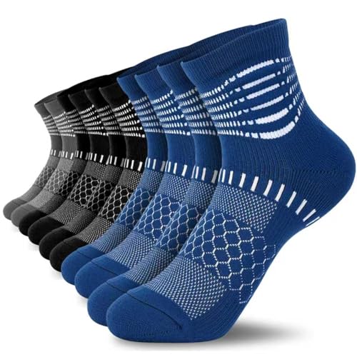 Ankle Compression Socks Women Men Plantar Fasciitis Relief 3 Pairs (Small / Black+dark Blue+dark Grey(5 Pairs))