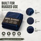 JMR Wool Camping Blanket (Navy / 62x84)