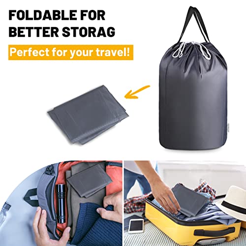 140L Washable Laundry Bags with Handles (Elegant Grey)