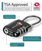 TSA Approved Cable Luggage Locks (3 Digit black 1 pack)