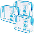Clear Toiletry Bag TSA Approved Quart Size Travel Carry On (Blue / 3 Pack)