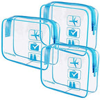 Clear Toiletry Bag TSA Approved Quart Size Travel Carry On (Blue / 3 Pack)