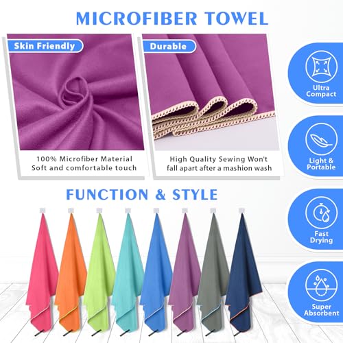 Microfiber Camping Towels (Purple / XXL: 72" x 32"+24" x 12")