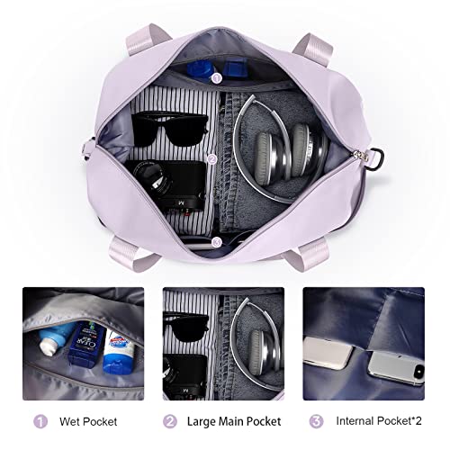 Large Travel Duffle Bag Carry On Weekender Bags for Women Men 18x14x8 Gym (A31-purple-2-layer Expansion / X-plus)
