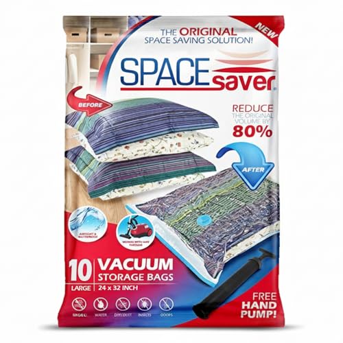 Vacuum Storage Bags with Hand Pump (Large 10-Pack)