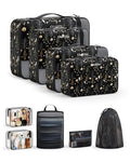 Packing Cubes for Travel (14 Black Flower)