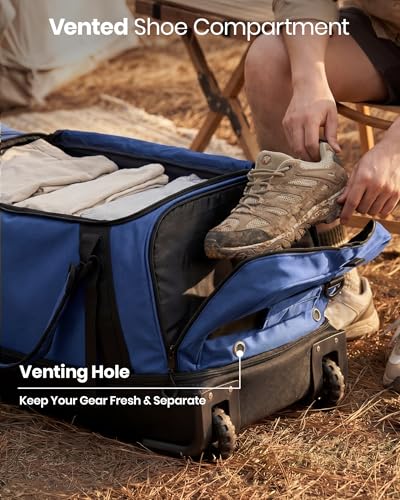 120L Rolling Duffle Bag with Wheels (Blue-3)