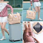 Travel Duffel Bag Carry On Overnight Weekender Bags for Women Hospital Tote (A117-beige-expandable / X-large)