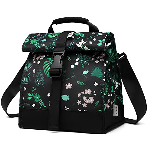Insulated Lunch Bag Rolltop Lunch Box (Floral & Foliage)