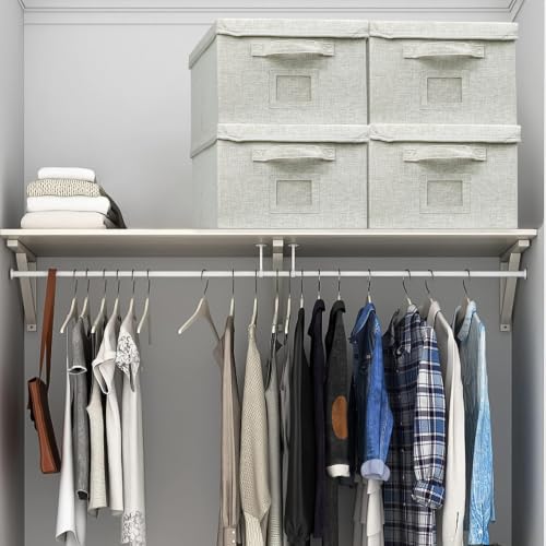Storage Bins With Lids Closet Organizer Cabinet Box For Clothes (Light gray-green / 2 Pack)