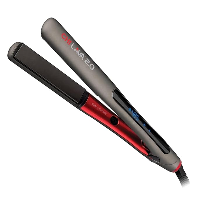 CHI Lava 2.0 Hairstyling Iron 1″ Flat Iron Hair Straightener, Volcanic Lava & Ceramic Plates for Smooth, Frizz‑Free Styling, Adjustable Digital Temp, 11 ft Cord, Professional Hair Tool