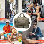 Duffle Bag for Men 60L Travel Canvas Weekender with Toiletry Bag (Army Green)