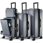 4 Piece Luggage Sets with Spinner Wheels (4 Piece Set (20/24/28) / Grey)