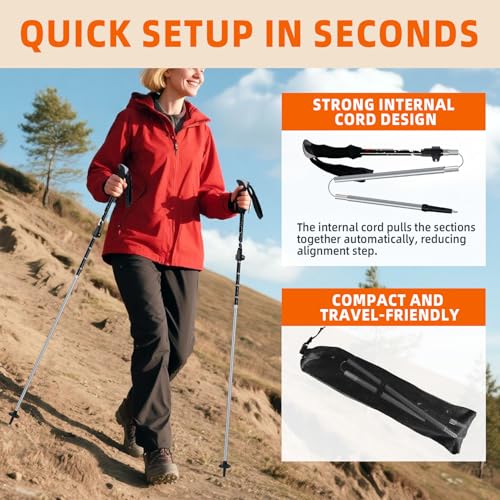 Collapsible Trekking Poles for Hiking (Black)