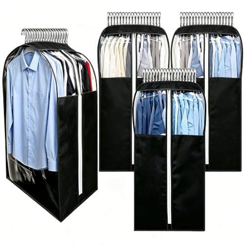 15" Gusseted Garment Bags for Hanging Clothes (Black / 24'' x 15''x 40'')