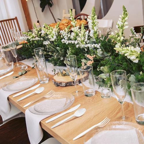 90 Pieces White Plastic Cutlery Set (White)