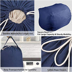 140L Washable Laundry Bags with Handles (Navy Blue)