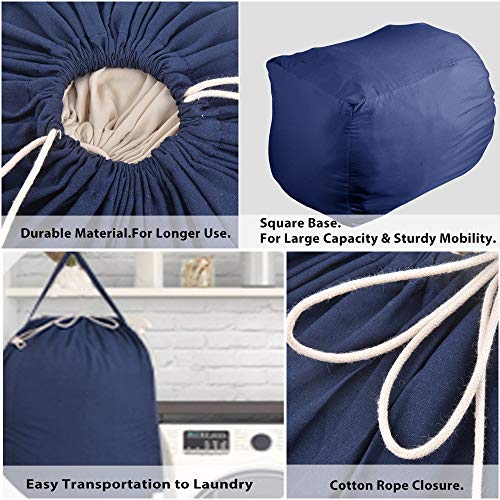 140L Washable Laundry Bags with Handles (Navy Blue)