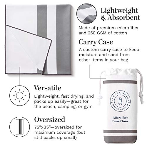Gray Microfiber Beach Towel by Laguna Beach Textile Co (Quarry Gray)