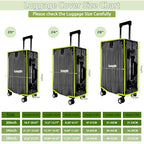 3Pcs Thicken Clear Luggage Cover (Clear-Green Frame / 20"+24"+28")