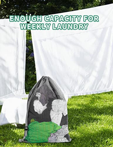 Mesh Laundry Bags with Adjustable Shoulder Strap (Grey, White, Black-1)