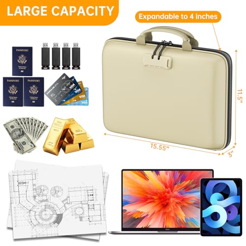 Fireproof File Organizer with Lock (15.5" x 11.5" x 3"(colorful) / Beige)