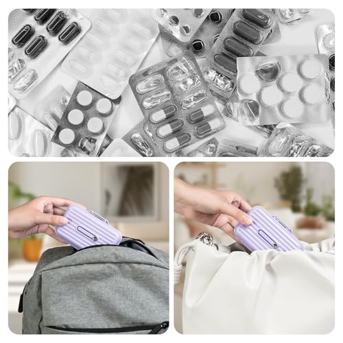 Travel Pill Organizer Box with Medicine Labels Purple (L / Purple)