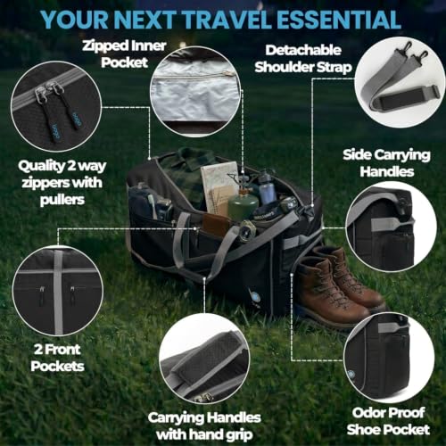 Travel Duffle Bag for Women & Men. Extra Large Foldable Duffel Bags (120L / Black)