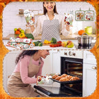 10 Pcs Fall Pumpkin Kitchen Decor Set Kitchen Towels Pot Holders Oven Mitts and Rugs Set Thanksgiving Towels for Baking Cooking BBQ Autumn Home (Light Color / Little Fresh)